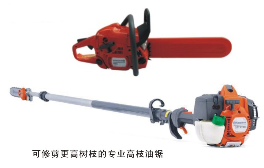 可修剪更高樹枝的專業高枝油鋸